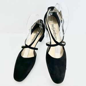 Vintage Yves Saint Laurent Suede D’Orsay Heels Made in Italy Black Size 7 N, New